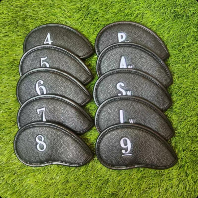 Universal Fit Golf Iron Head Covers 10/12 PCS Set Soft Synthetic Leather Anti-collision Fit All Brands for Golf Hobbyists