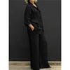 Women's Linen 2-Piece Outfit, Button Down Shirt & Wide Leg Pants Casual Loungewear Set