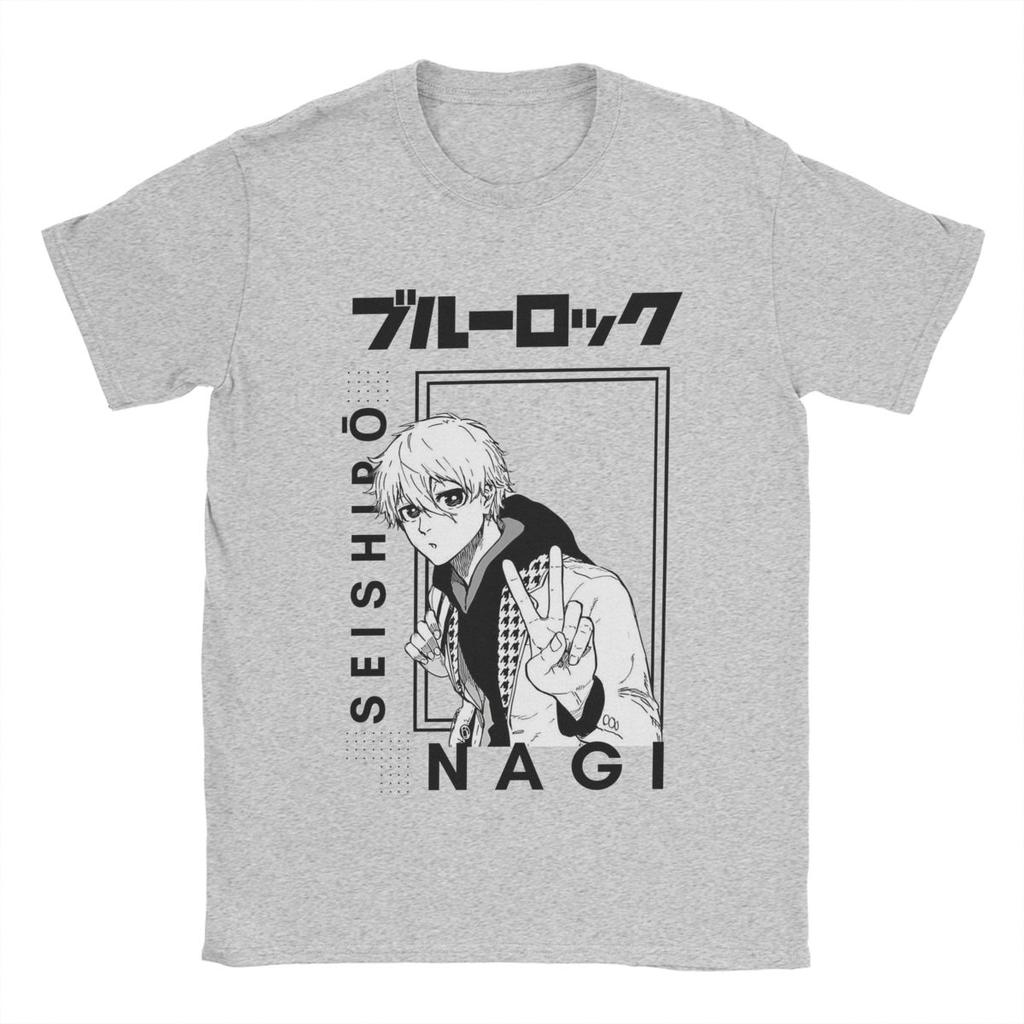 Novelty Nagi Seishiro Blue Lock T-Shirts for Men Round Collar Pure Cotton T Shirts Short Sleeve Tee Shirt Unique Tops