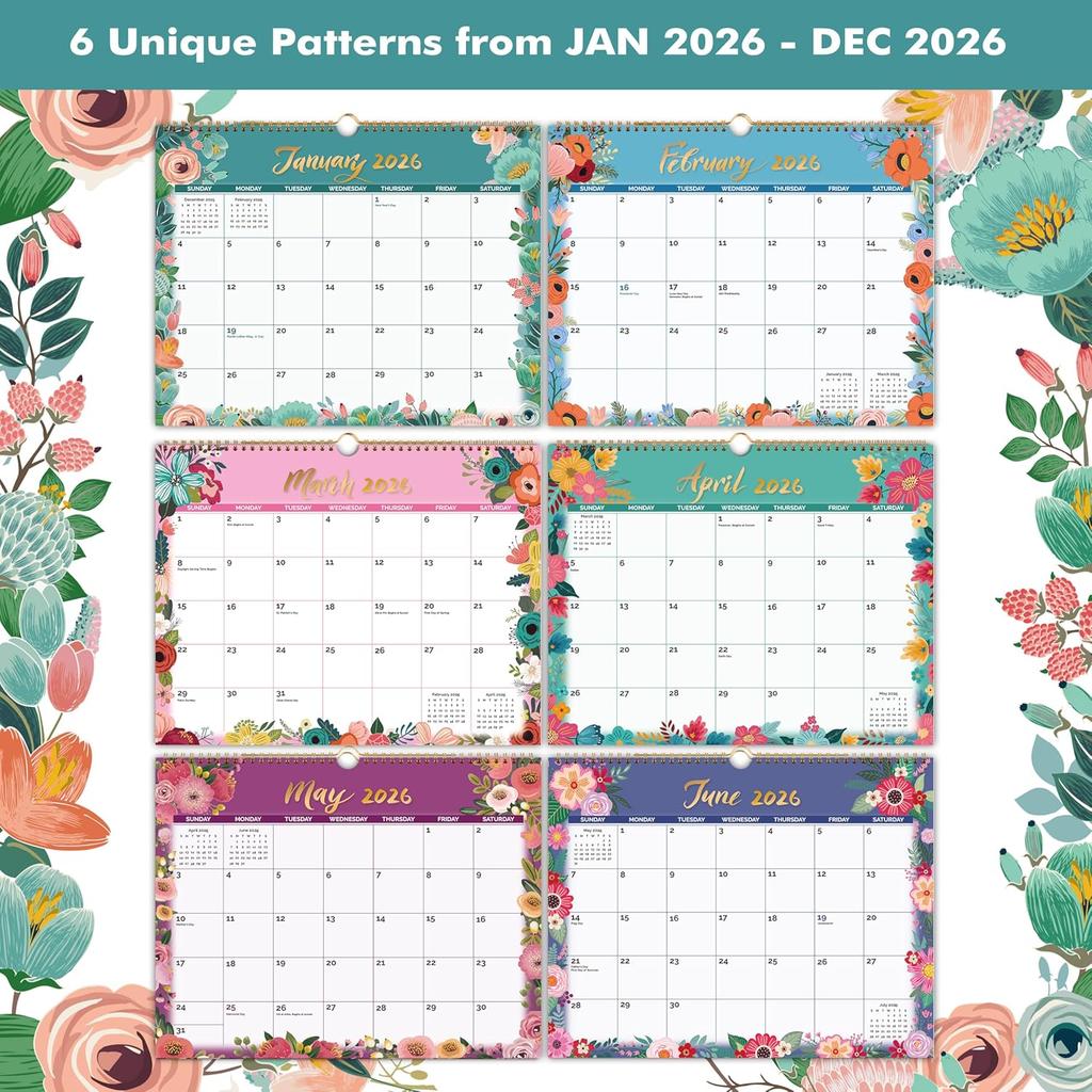 2026 Wall Calendar - 2026 Calendar covers 12 Months, Jan.2026 - Dec.2026,14.8 "x11.4", Large Ruled Blocks Perfect for Planning and Organizing for