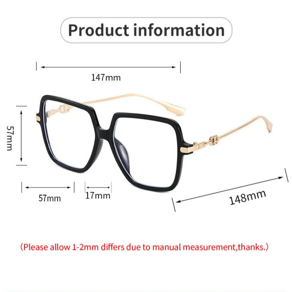 Women'S Hd Lens Anti Blue Light Flat Glasses Fashion Luxury Metal Rectangular Frame Design Glasses Frame
