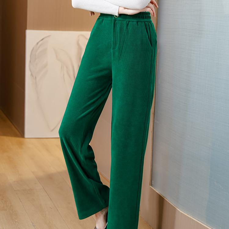 High Waist Corduroy Wide Leg Pants for Women Casual Loose Fit Straight Trousers