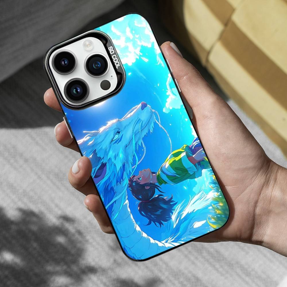 Ctue S-Spirited A-Away Anime Phone Case For iPhone 16,15,14,13,12,11,Mini,Pro,MAX Black Matte Shockproof Cover