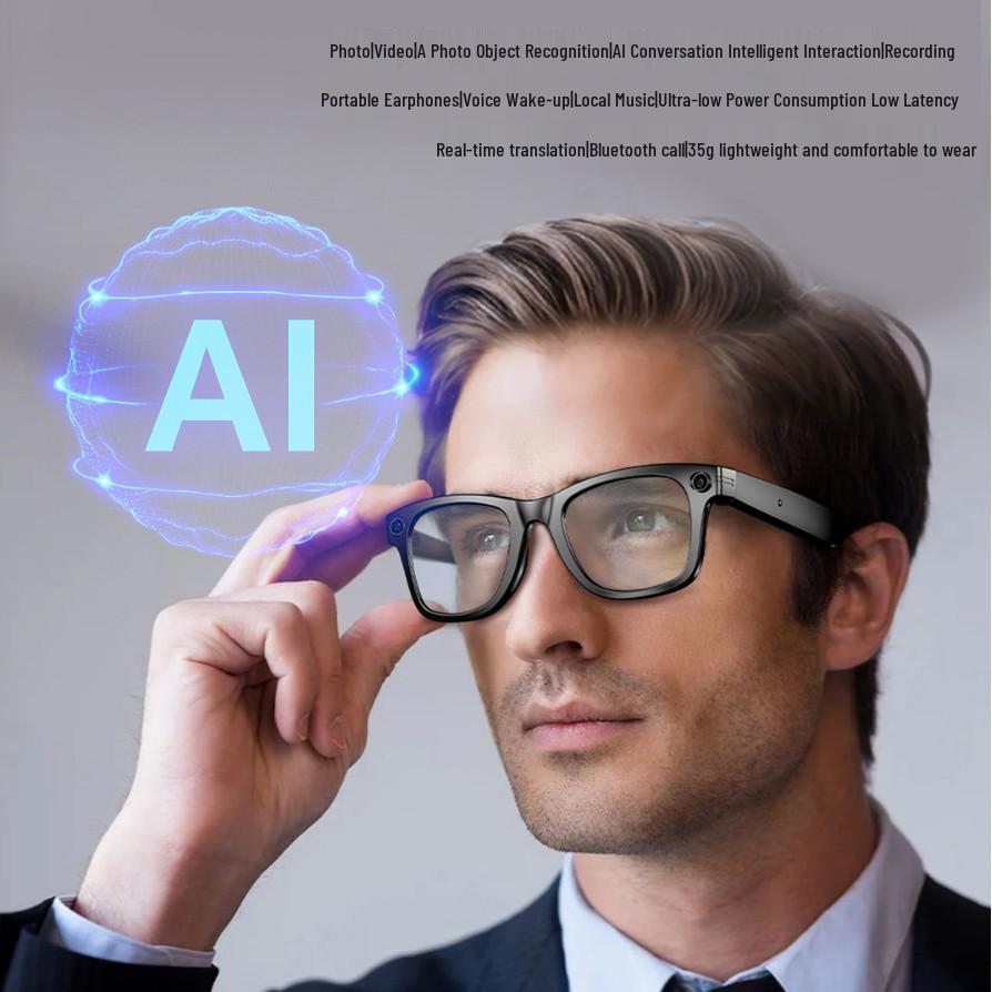 AI Smart Glasses: HD Camera, Anti-Shake Video, Calls, Object Recognition & Translation