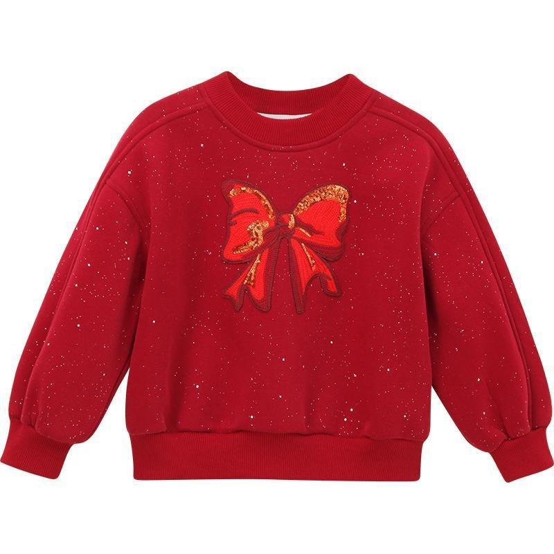 Fleece gefüttertes Kapuzensweatshirt für Mädchen Winter Festlich Lässiges Oberteil