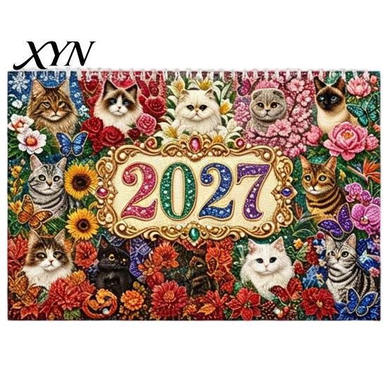 DIY Kalender-Set 2027 Diamond Art Malvorlage Wandkalender, Strassstein-Edelstein 12 Anfängerfreundliche Bastelarbeiten Monatsplaner, Jan. 2026-Dez.