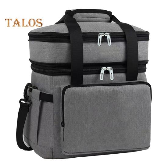 Insulated Lunch Bag 18L Double Deck Large Reusable Lunch Box Leakproof Expandable Tote Cooler Bag with Multi-Function Pocket for Work Adult Picnic
