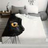 Luxurious Cat Face Print Fleece Throw Blanket - Cozy, All-Season, Tear-Resistant Polyester - Ideal for Home Decor, Sofa, Pets, O