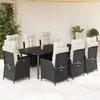 VidaXL 9pcs Garden Dining Set Black Cushions Wicker 3213173