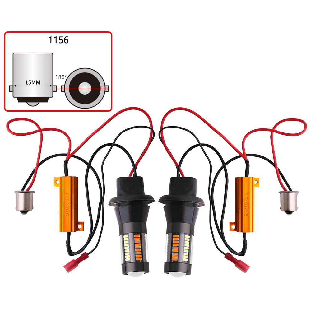 2X LED 1156 PY21W BAU15S P21W BA15S T20 7440 W21W WY21W Dual Color Double Mode Canbus No Error DRL Turn Signal Lamp White Yellow 1156 BA15S P21W