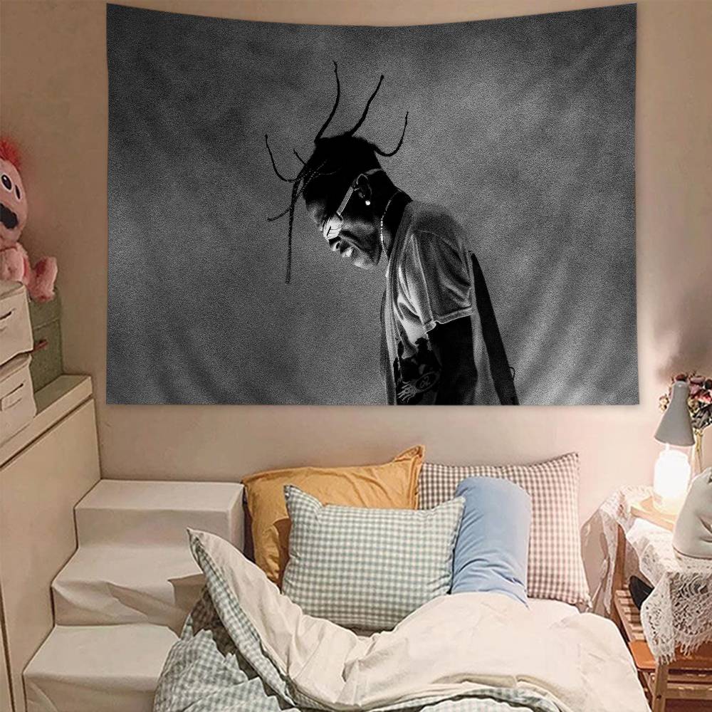 Hot Rapper TTravis SScottS Printed Large Wall Tapestry Art Science Fiction Room Home Decor Decor Blanket