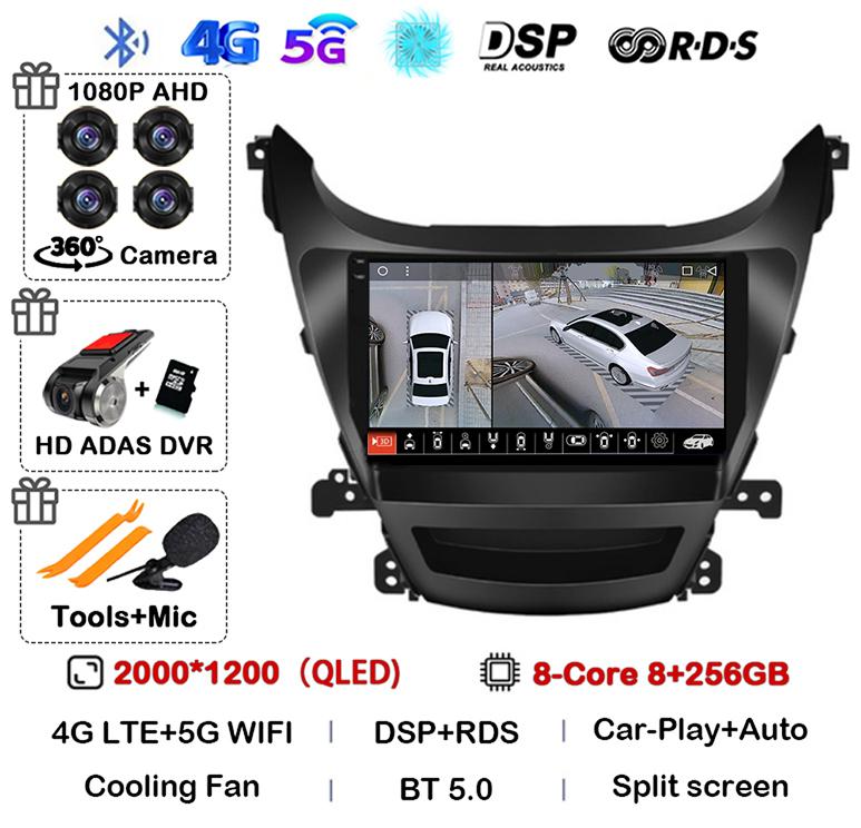Android 14 Carplay Auto Car Radio For HYUNDAI ELANTRA 2011 2012 2013 2014 2015 2016 Multimedia Stereo Video Player GPS 4G WIFI