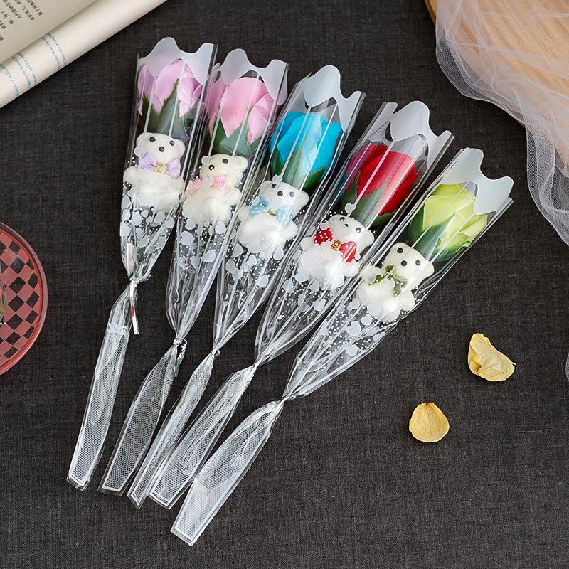 Artificial Soap Rose Bouquet Little Bear Soap Flower Diy Flower Bouquets Wedding Mother'S Day Valentine'S Day Gift Souvenirs
