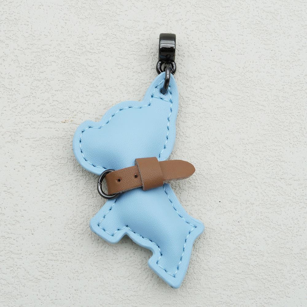 Handmade French Bulldog Genuine Leather Keychain with Anti-Lost Woven Rope Lanyard.