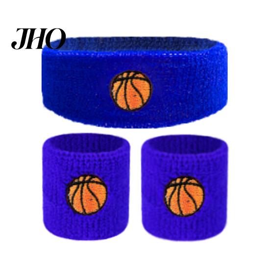 Sports Headband 1 Set Kids Wristband Ball Embroidery Stretch Breathable Sweatband Sweat Absorbing Boys Girls Knitted Basketball Volleyball Wrist