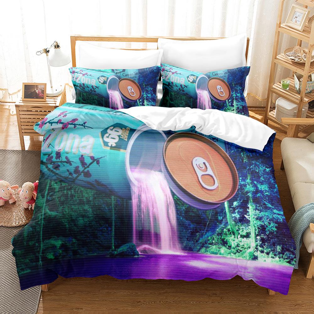 3D digital printing bedding four-piece set three-piece set vaporwave art retro bed sheet quilt