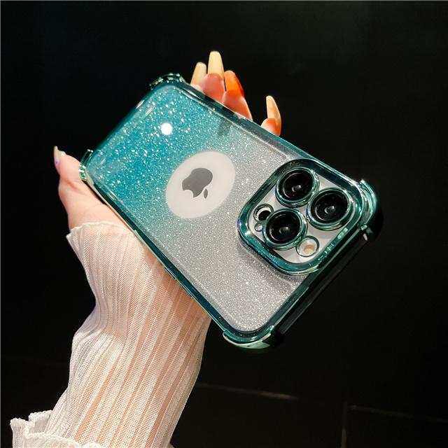 For iPhone 15 Pro Max Luxury Plating Frame Flash Glitter Phone Case For iPhone 11 12 13 14 15 16 Plus Lens Protective Cover