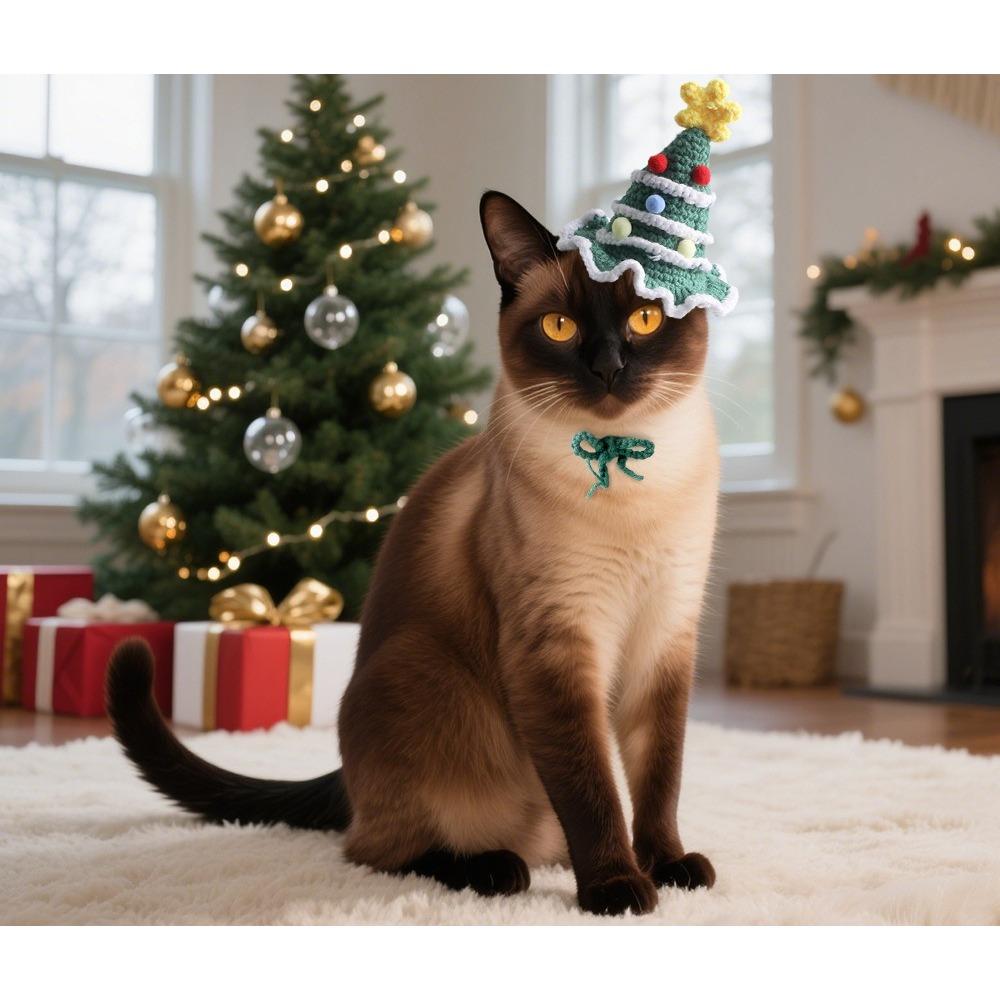 Christmas Explosion Cat Dog Santa Claus Christmas Tree Shape Hat, Pet Photo Atmosphere Decoration