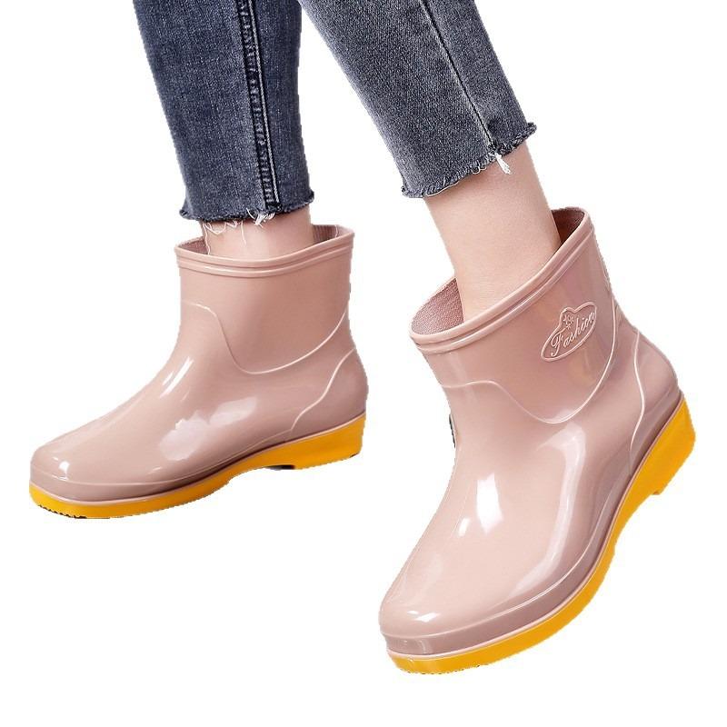 Summer short rain shoes fashion purple clear water shoes canteen mother red cleaning non-slip rubber shoes short rain boots