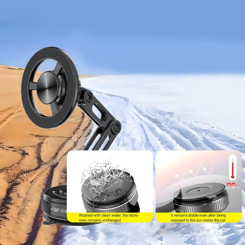 Car Phone Stand Bracket Rack With Powerful Magnets & Vacuum Suctions Capability for Easy Storage Safe Driving Experience