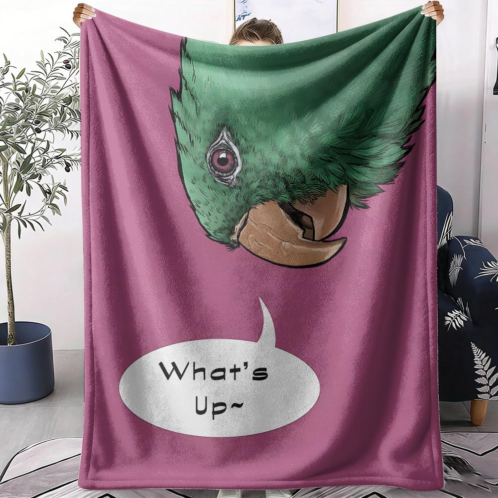 Interesting parrots Throw Soft Flannel Throw Summer AC Blanket Lightweight Cool Nap Blanket for Sofa Bed Couch Travel 75X95CM