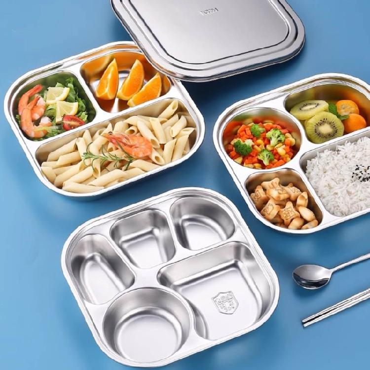 Dishwasher Safe Lunch Plates Efficient Stainless Steel Divided Dinner Plates for Toddlers Elderly and Hospital Use