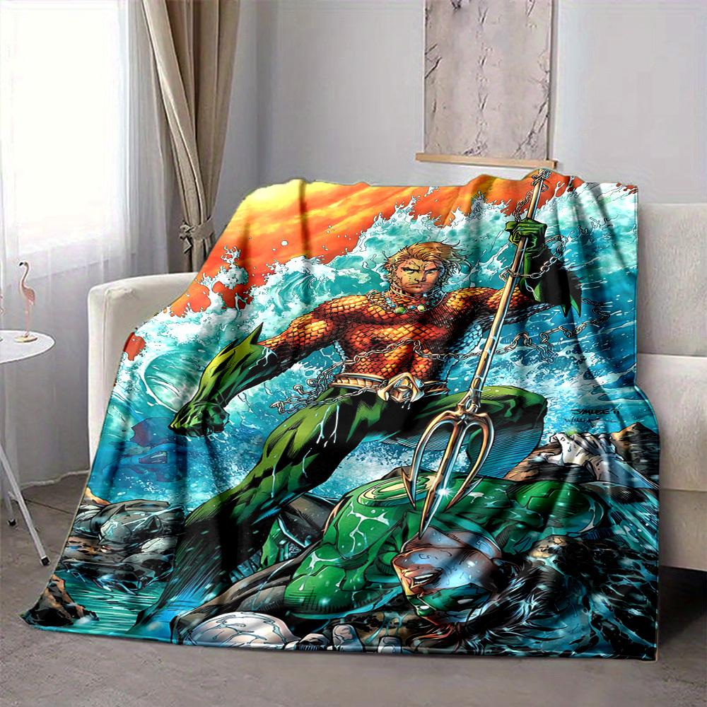 1pc Aquaman, Trident Flannel Throw Blanket Soft, Warm & Cozy for Couch, Bed, Office, and Travel Versatile All Season Gift, Christmas Present