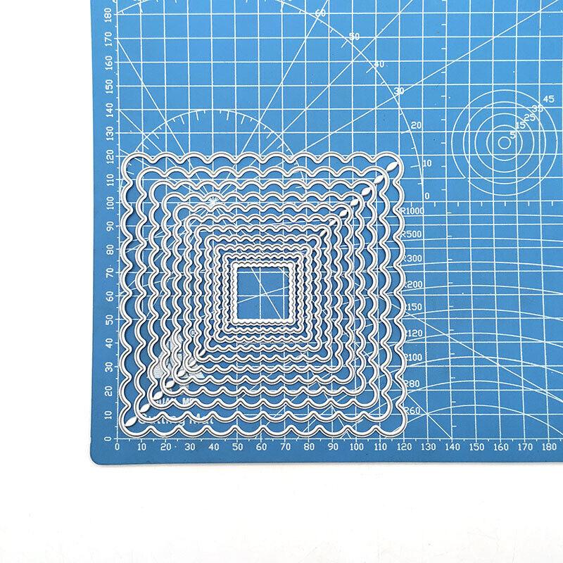 Quadratische Wellen-Spitzenform-Stanzformen, Metallschablone, DIY, Scrapbooking, Album, Papier, Karte, Prägung, Handwerk, gestanzter Rahmen