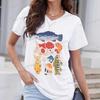 Funny Fish Tshirt for Unisex Women Fashion Summer Tops Fish Print Women Fashion Casual Tops Vneck Cotton Short Sleeve Tee