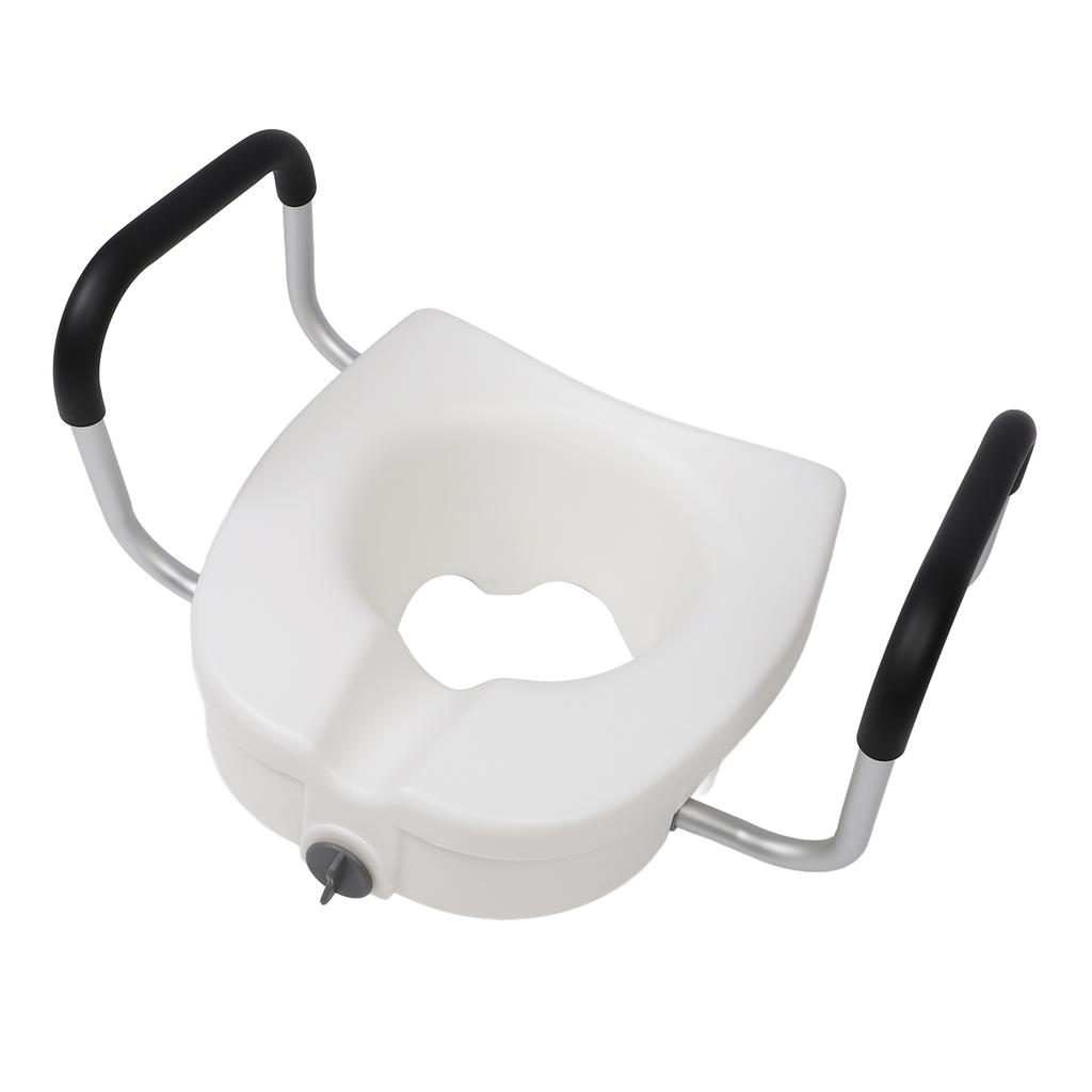 Toilet Seat Riser with Adjustable Removable Padded Arms and Fixed Lock High Load Bearing Raised