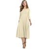 Women's Cotton Swing Dress Casual 45720 Sleeve Crew Neck Midi