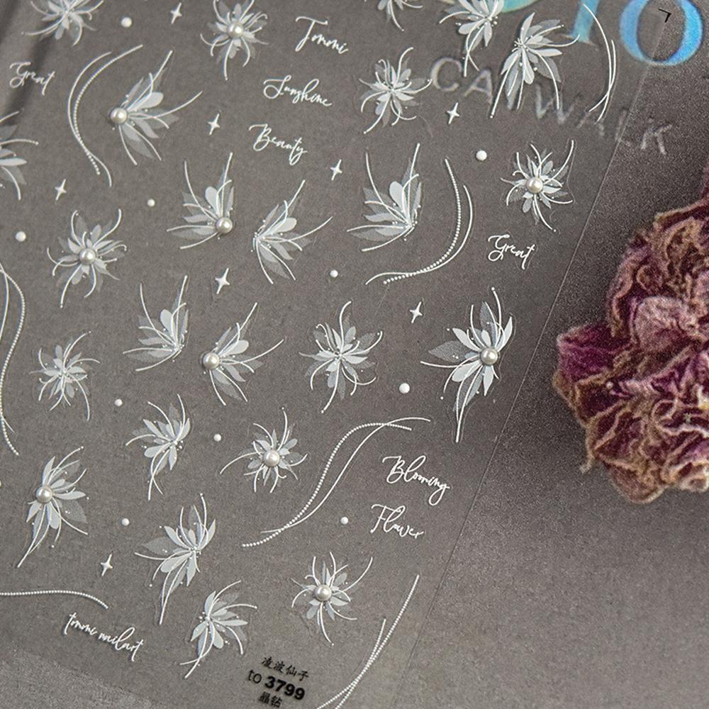 1pcs 5D Bronzing Shininy Pink Sakura Nail Art Stickers Flower Self-Adhesive Nail Decorations Decals Accessories