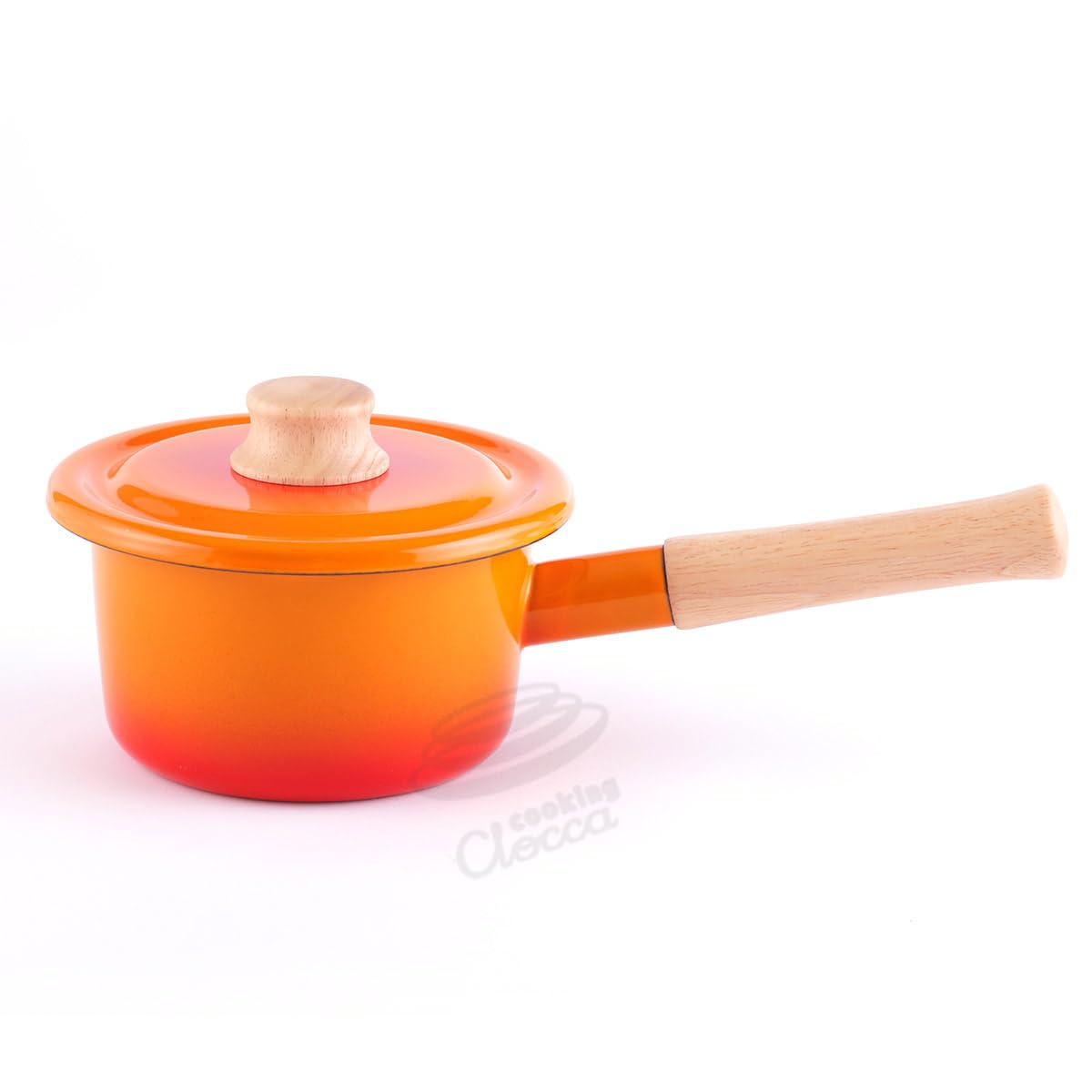 

Fuji Enamel Milk Pan with Lid, 14cm, Induction Compatible, Gradient Orange, CTN-14M.COG