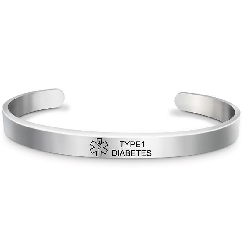 C Náramek Nerezová ocel Hvězda života Lékařské logo Diabetický varovný náramek