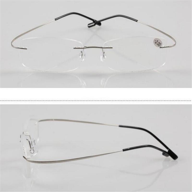 Frameless Square Nearsighted Glasses for Women Men Rimless Short Sight Eyewear Diopter -1 to -4 0 Lightweight Comfortable
