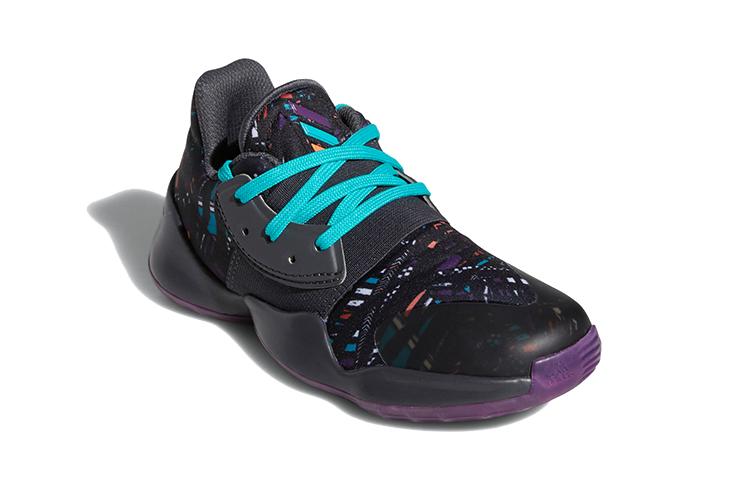 adidas Harden Vol. 4 C Breathable Low Top Children's Basketball Shoes Black Blue Kids' EF9945