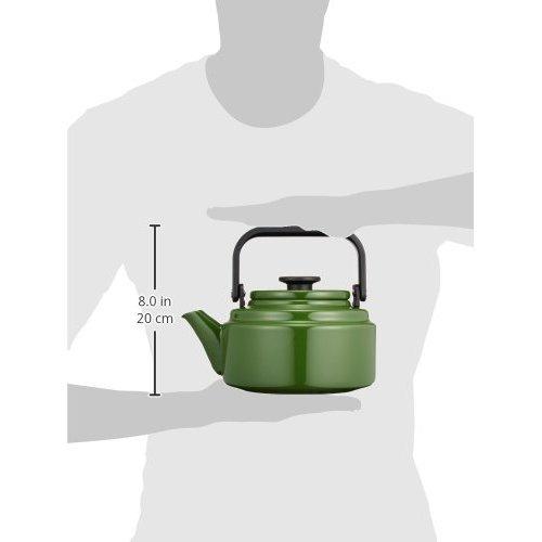 Nodahoro Amkettle Enamel Tea Kettle 2.0L, Green, IH Compatible, Designed by Fumie Shibata