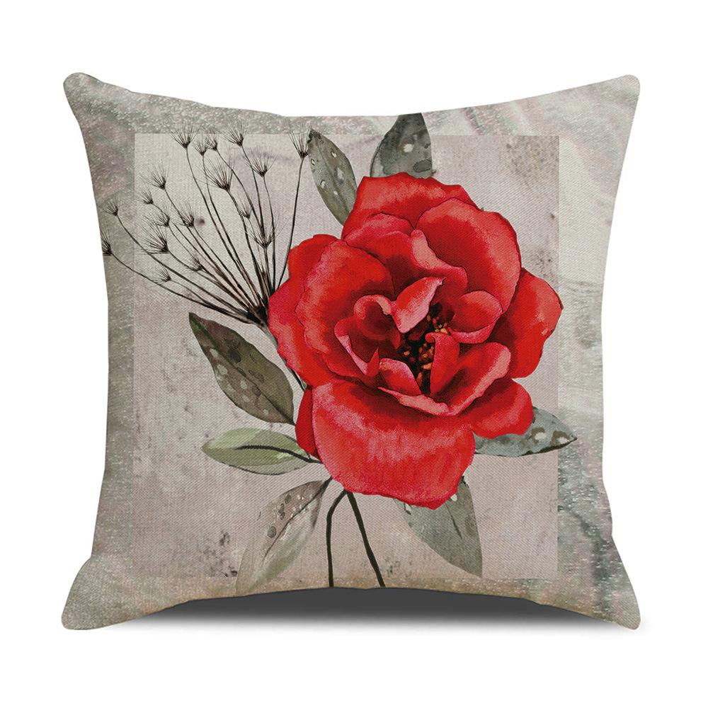 Retro Valentine's Day Flower Square Pillow Case Living Room Sofa Pillow Case Decoration Party Cushion Case