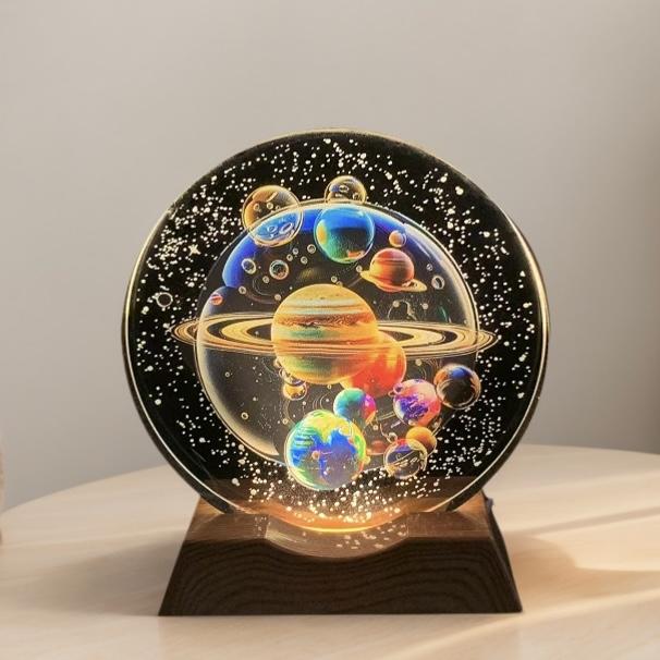 

Colorful cosmic crystal LED night light strip base, glass decorative lamp, suitable for bedrooms, living rooms, birthday and Mot Colorful cosmic жовтий