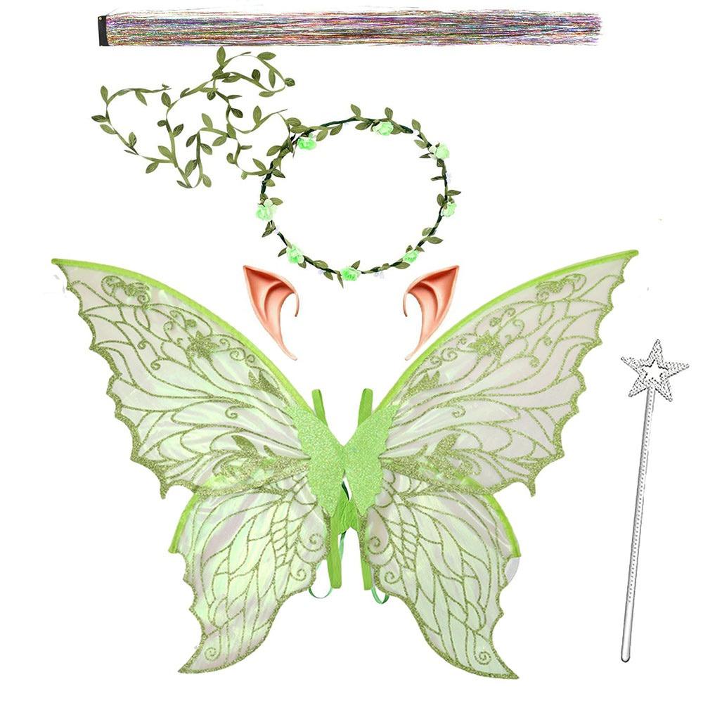 Gift Adults & Girls Fairy Wings Sparkling Organza Fairy Costume Set Wings for Halloween, Cosplay, Party