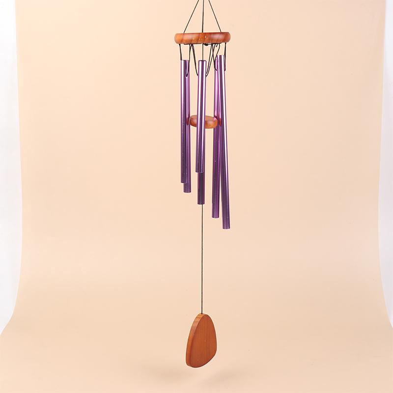1 buc Clopoței de vânt din țevi de aluminiu cu 6 tuburi, clasici, cu cârlig și etichetă de agățat din lemn, Decorațiune pentru balcon, hol, Cadou de ziua de naștere
