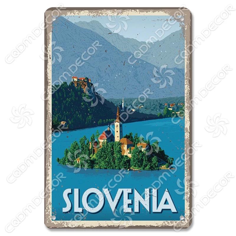 Scenografia della Capitale Insegna di Latta Piastra di Metallo Canada Messico Grecia Dubai Poster in Metallo Decorazione Murale Vintage per Caffè Soggiorno Casa