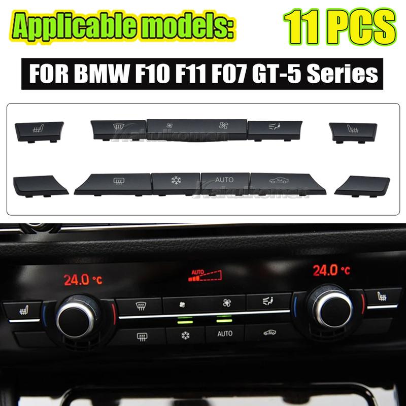 12/14pcs Car Dashboard Air Conditioner AC Button Heater Switch Cover For BMW 5 6 7 Series X5 X6 F10 F18 F06 F12 F01 F02 F15 F16