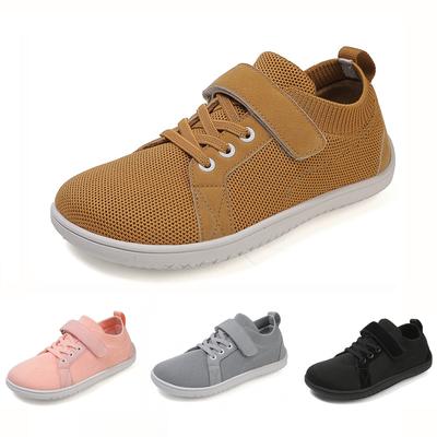 Nouvelles Baskets Pieds Nus pour Enfants Chaussures de Cross-Training Large Boîte à Orteil Larges Respirantes Couleur Unie Tricot Décontracté Souples Filles Garçons Chaussures de Marche