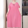Abiti eleganti taglie forti per donna Abito lungo vintage a maniche corte allentato casual