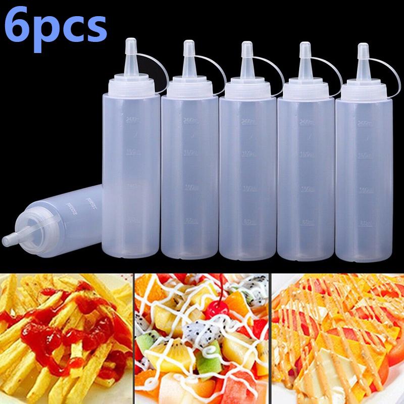 Condiment Dispenser Ketchup Mustard Sauce 240ml Clear Plastic Squeeze Bottle