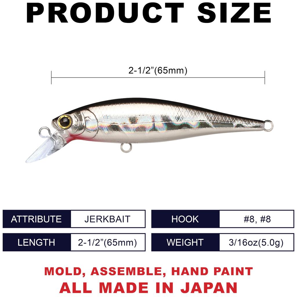 Lucky Craft Pointer 65 US Standard Farbe Freeze Angelköder Minnow Köderfisch - (Rindfleisch 65SP) (834 Silber)