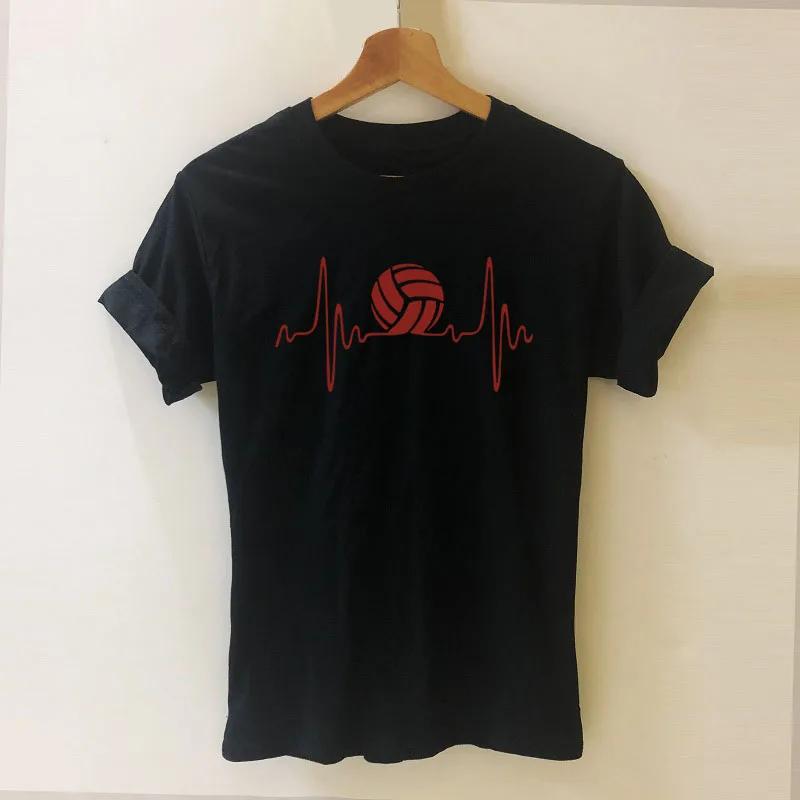 Heartbeat Volleyballs Harajuku T Shirt Funny Tshirt Women Clothing Casual Short Sleeve Tops Tees