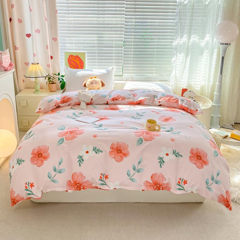 Fresh Flowers Quilt Cover 100% Cotton Zipper Duvet Cover High Quality Skin-friendly Comfortable Bedding for Kids Teens Adults