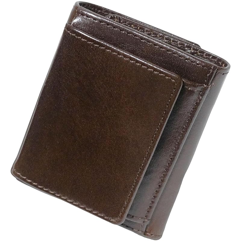 

[Berkut] dark brown trifold wallet italian leather men s ladies genuine leather Tanned leather compact wallet tri-fold Thin large capacity wallet